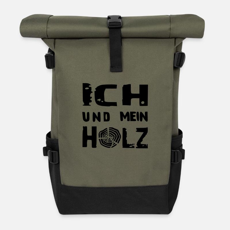 ich und mein - HOLZ - Rolltop Rucksack - Olive/Schwarz