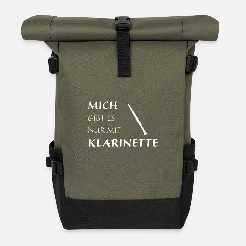 Nur mit Klarinette - Rolltop Rucksack - Olive/Schwarz