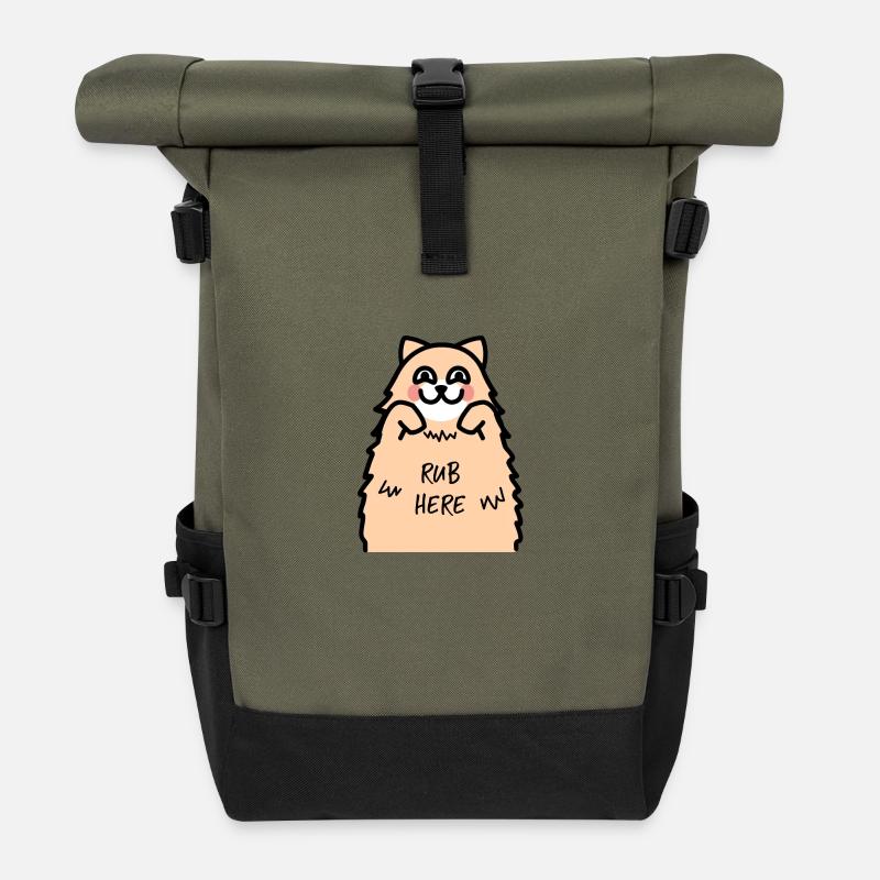 Funny Cat Design - Roll Top Backpack - olive/black