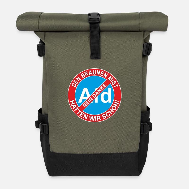 Afd Nein Danke - Rolltop Rucksack - Olive/Schwarz