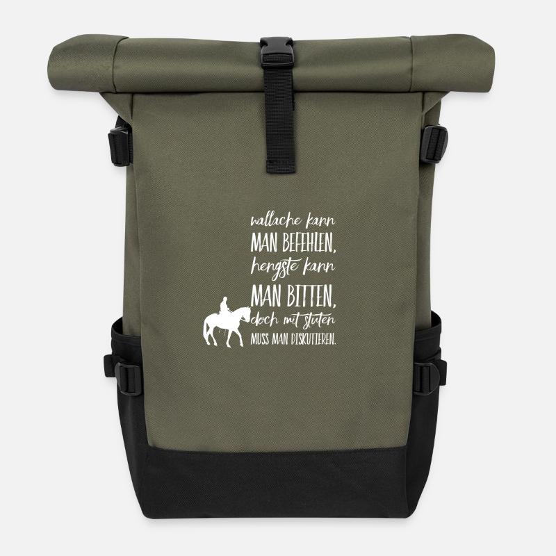 Pferdeliebe - Rolltop Rucksack - Olive/Schwarz