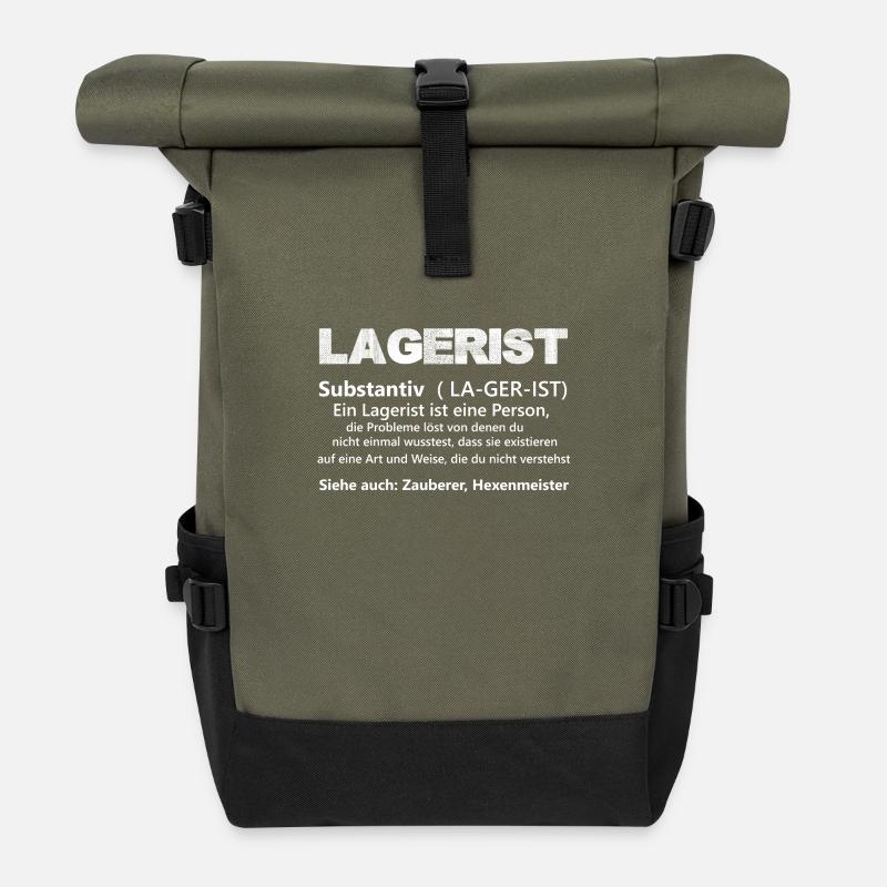 Lagerist ist eine Person - Rolltop Rucksack - Olive/Schwarz