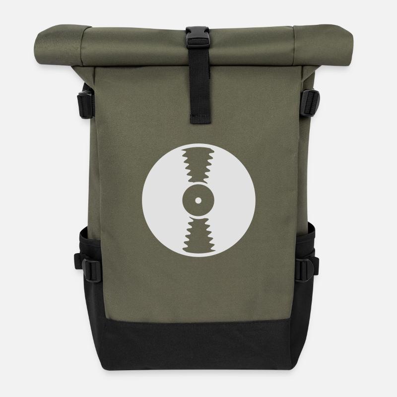 Schallplatte - Rolltop Rucksack - Olive/Schwarz