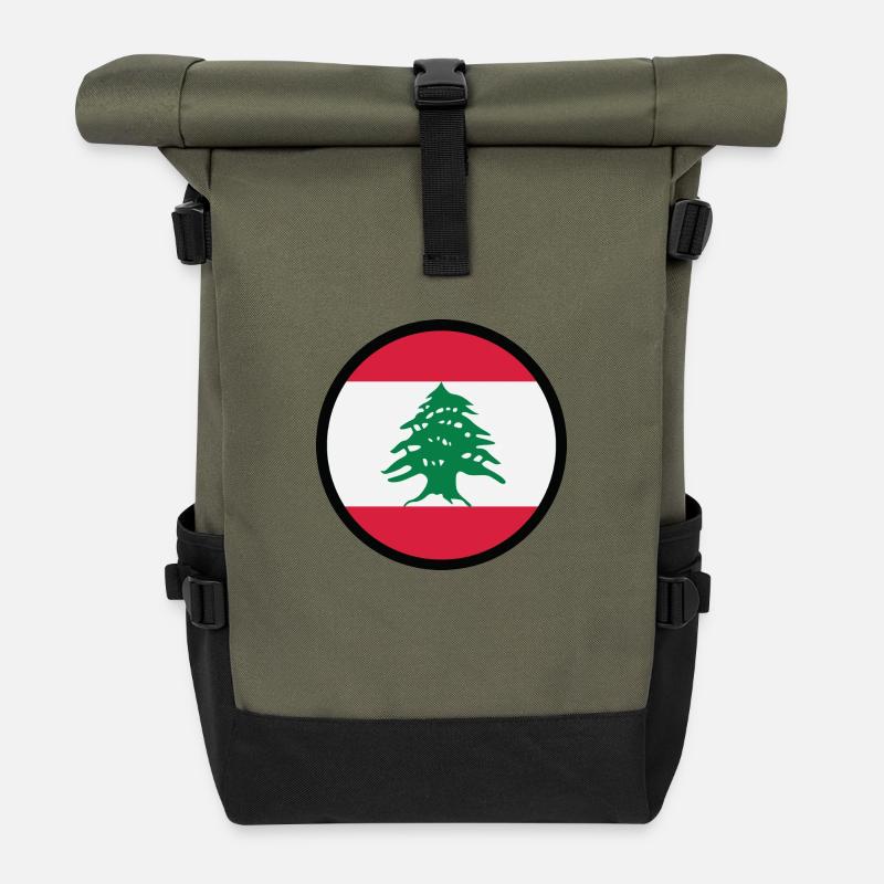 Im Zeichen des Libanon - Rolltop Rucksack - Olive/Schwarz