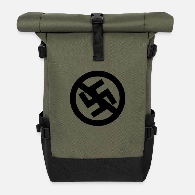 no nazis - Rolltop Rucksack - Olive/Schwarz