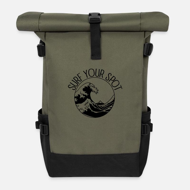 Surf Your Spot - Sac à dos roll top - olive/noir