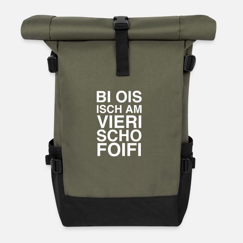 45 Schweizerdeutsch - Rolltop Rucksack - Olive/Schwarz