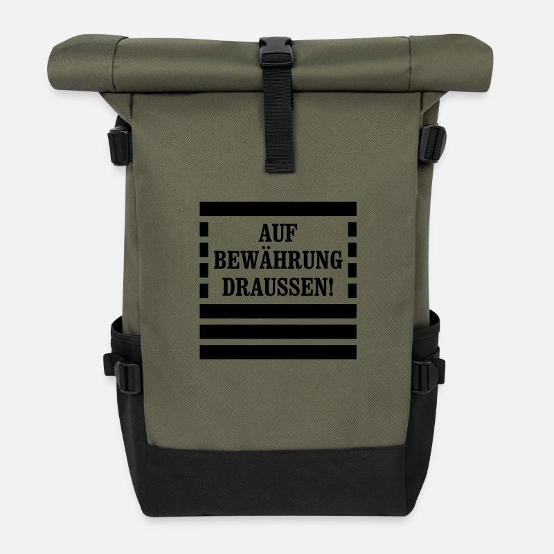Auf Bewährung draussen! - Sträfling - Rolltop Rucksack - Olive/Schwarz