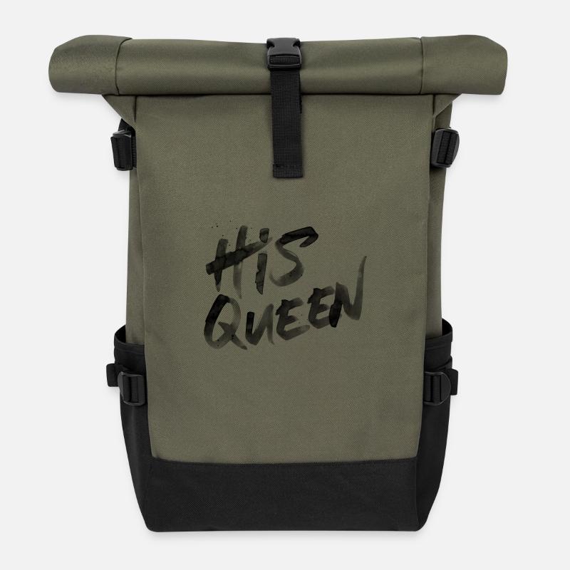 His Queen Splash - Black - Rolltop Rucksack - Olive/Schwarz