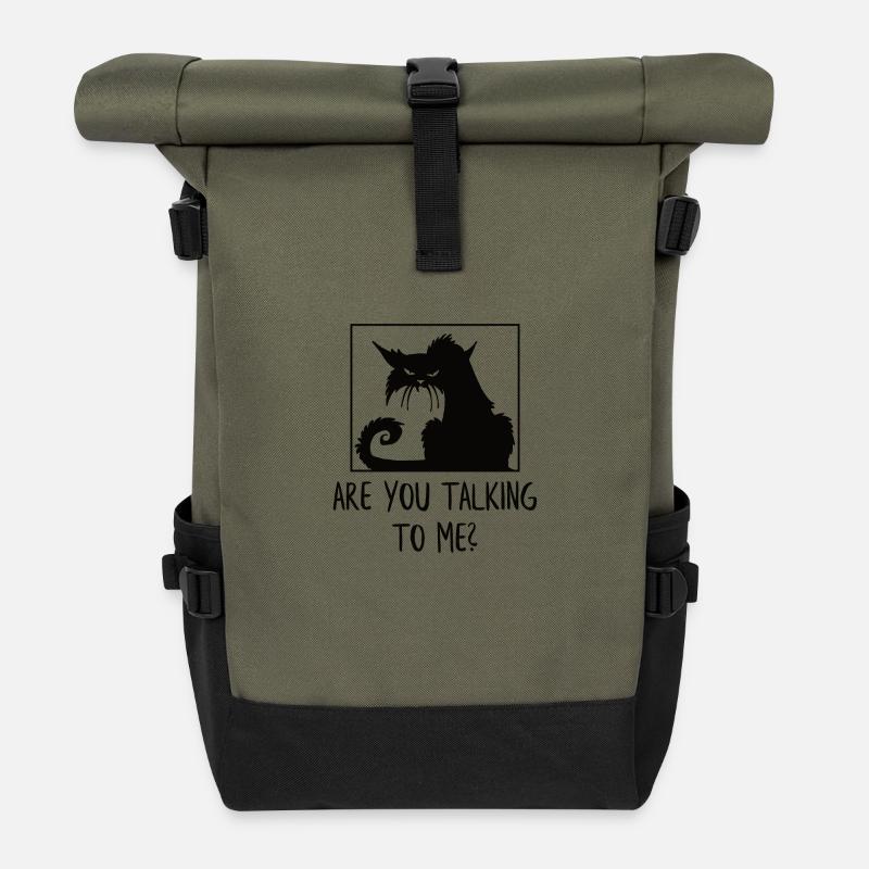 Angry cat - Rolltop Rucksack - Olive/Schwarz