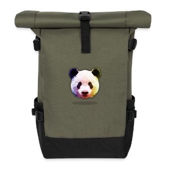 Panda poster - Rolltop Rucksack - Olive/Schwarz - Vorne