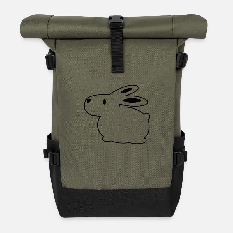 Lapin/lapin - Sac à dos roll top - olive/noir