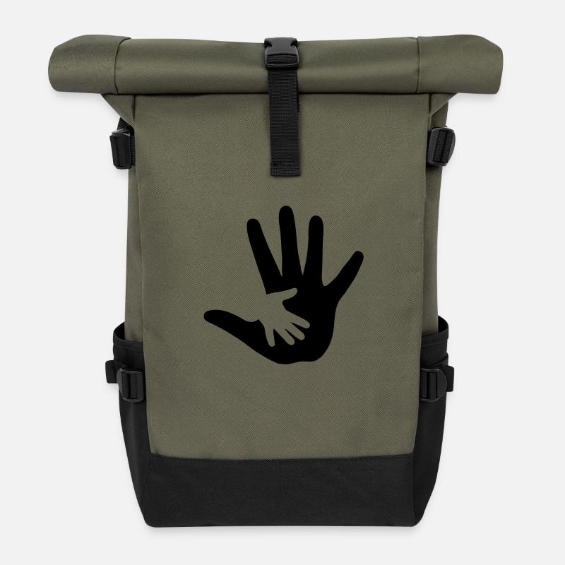 hand_in_hand__f1 - Rolltop Rucksack - Olive/Schwarz