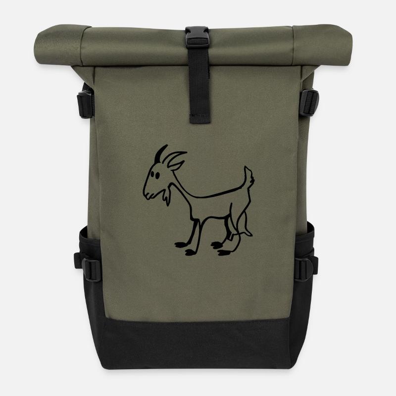 Chèvre - Sac à dos roll top - olive/noir
