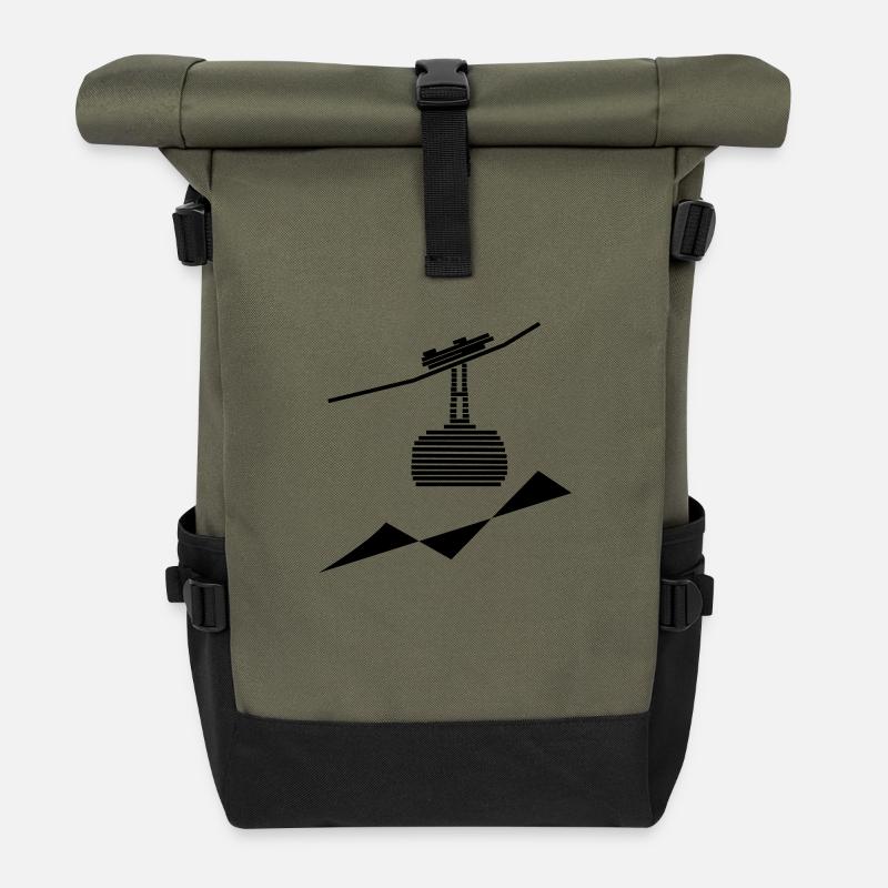 Seilbahn -4- - Rolltop Rucksack - Olive/Schwarz