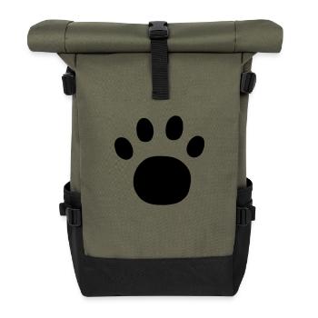 Paw Print - Roll Top Backpack - olive/black - Front