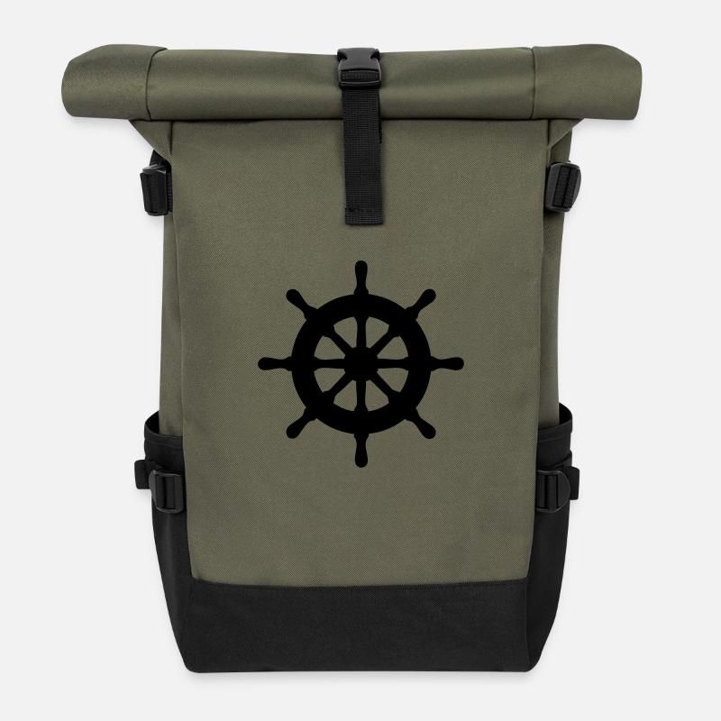 Schiff Lenkrad 01 - Rolltop Rucksack - Olive/Schwarz