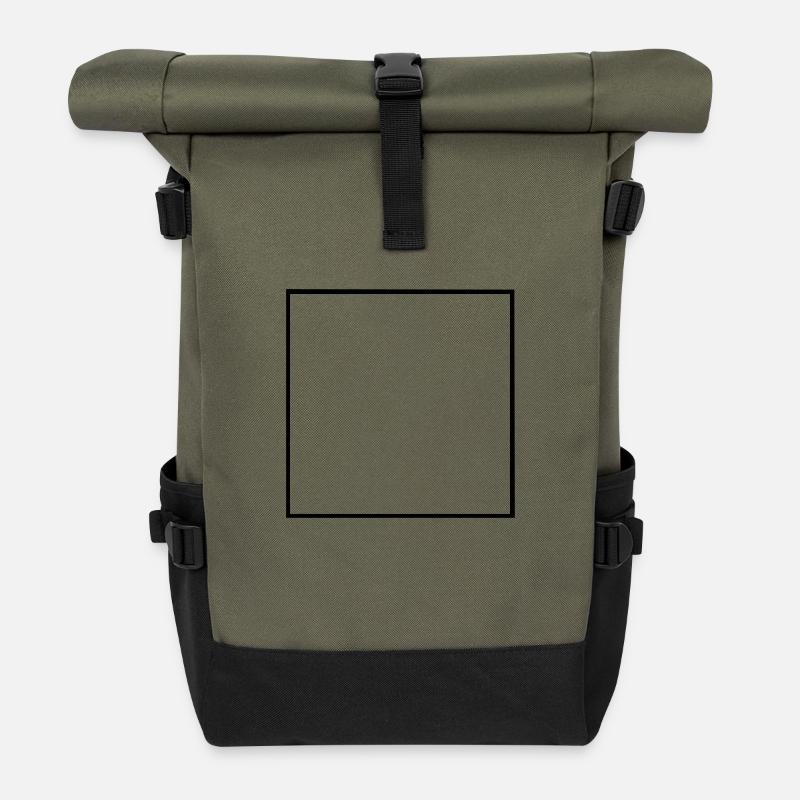 square - Roll Top Backpack - olive/black