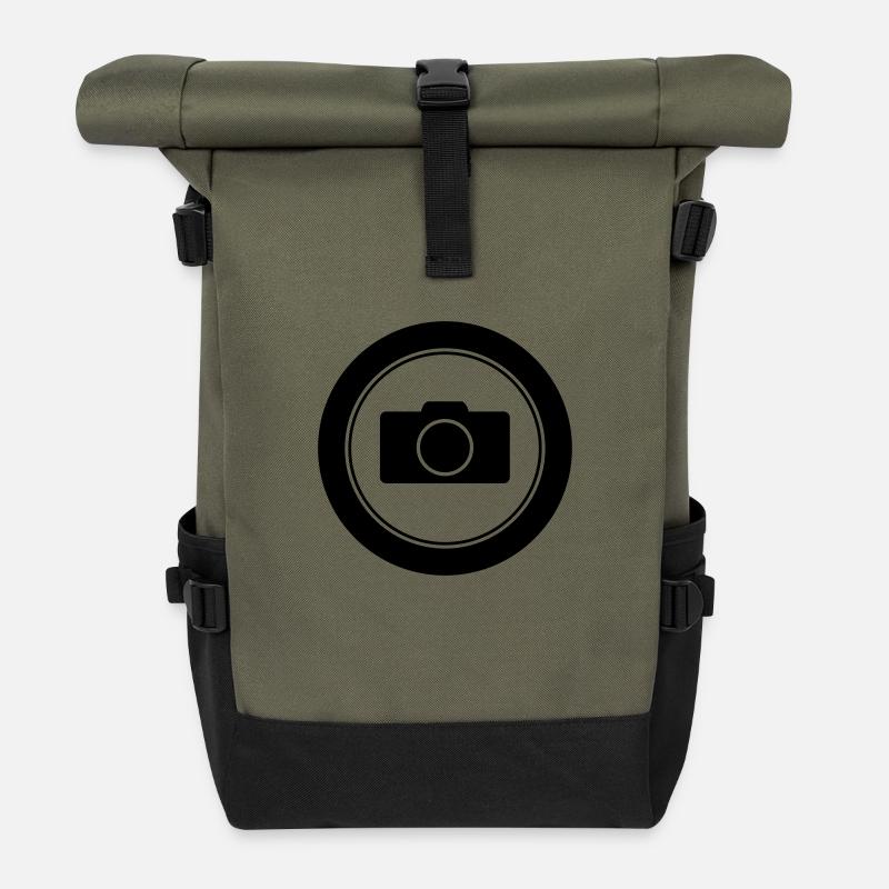 Camera / / digital camera / / Camera / / Photo - Roll Top Backpack - olive/black