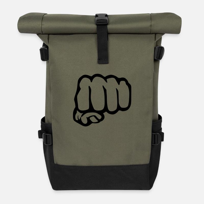Humor fist - Roll Top Backpack - olive/black