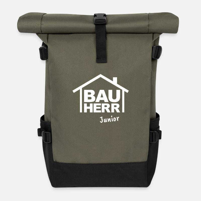 Bauherr Junior Kinder - Rolltop Rucksack - Olive/Schwarz