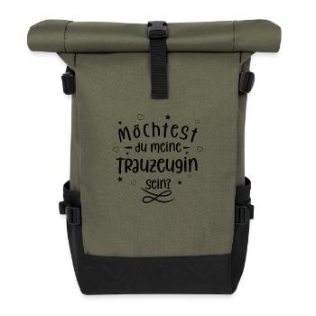 Möchtest du meine Trauzeugin sein? (schwarz) - Rolltop Rucksack - Olive/Schwarz - Vorne