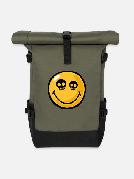 Smiley skull eyes - Rolltop Rucksack - Olive/Schwarz