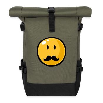 Smiley Mustache - Rolltop Rucksack - Olive/Schwarz - Vorne