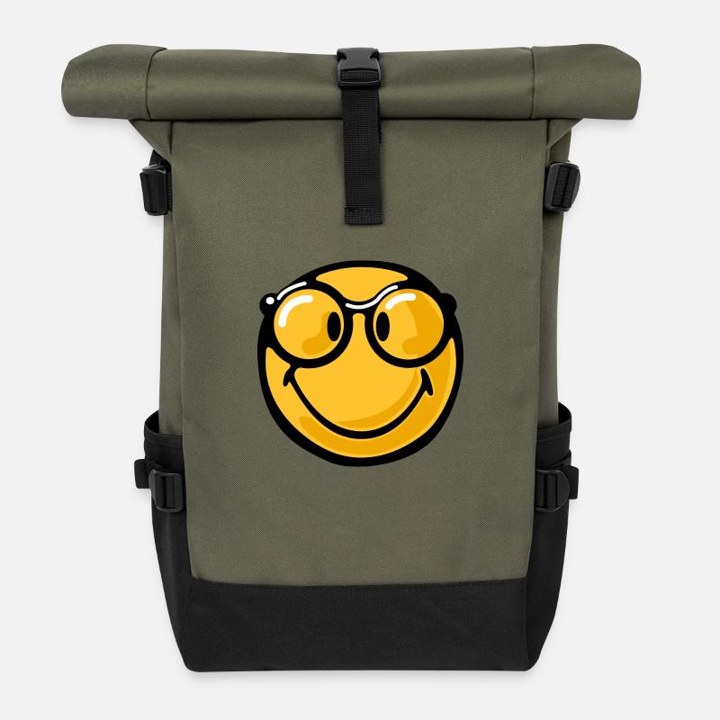 Smiley nerdy - Rolltop Rucksack - Olive/Schwarz