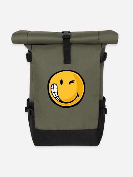 Smiley dude - Rolltop Rucksack - Olive/Schwarz