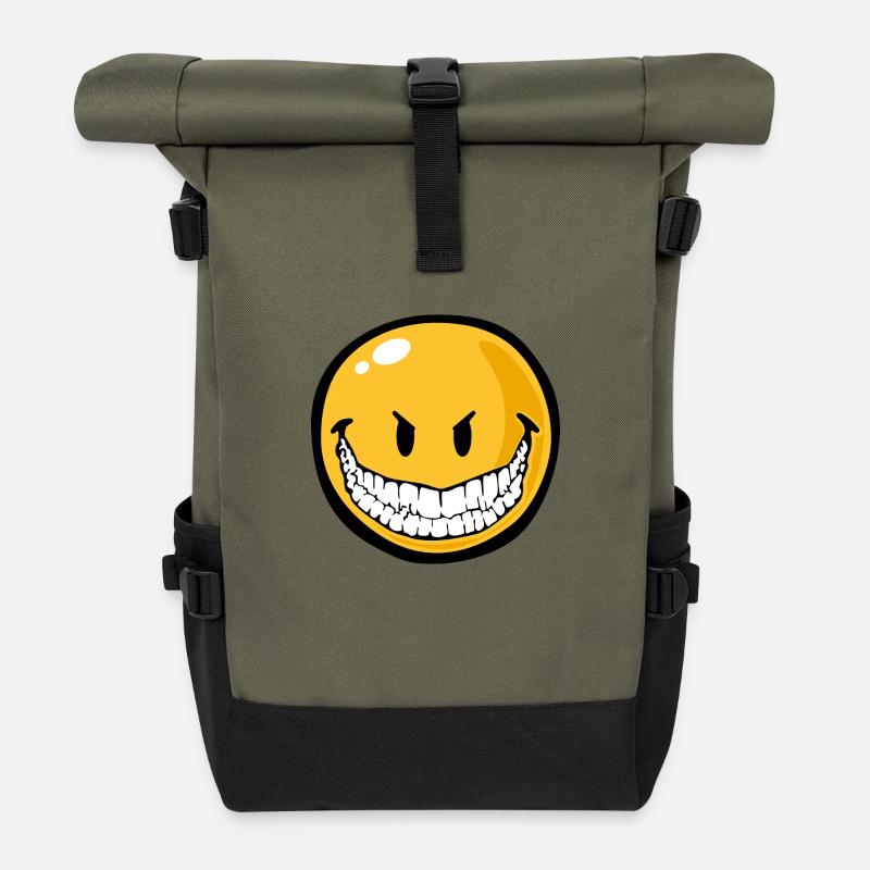 Smiley evil grin - Rolltop Rucksack - Olive/Schwarz