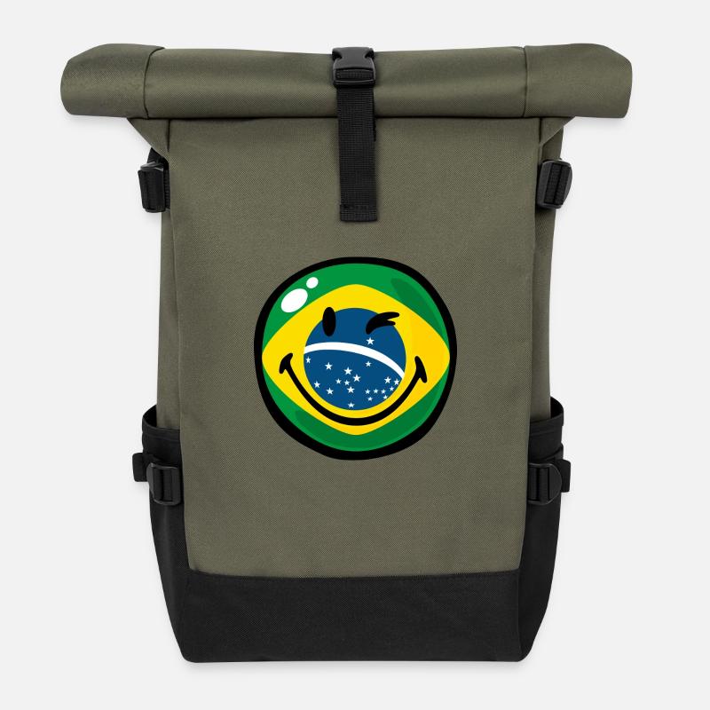 Smiley Brazil - Roll Top Backpack - olive/black
