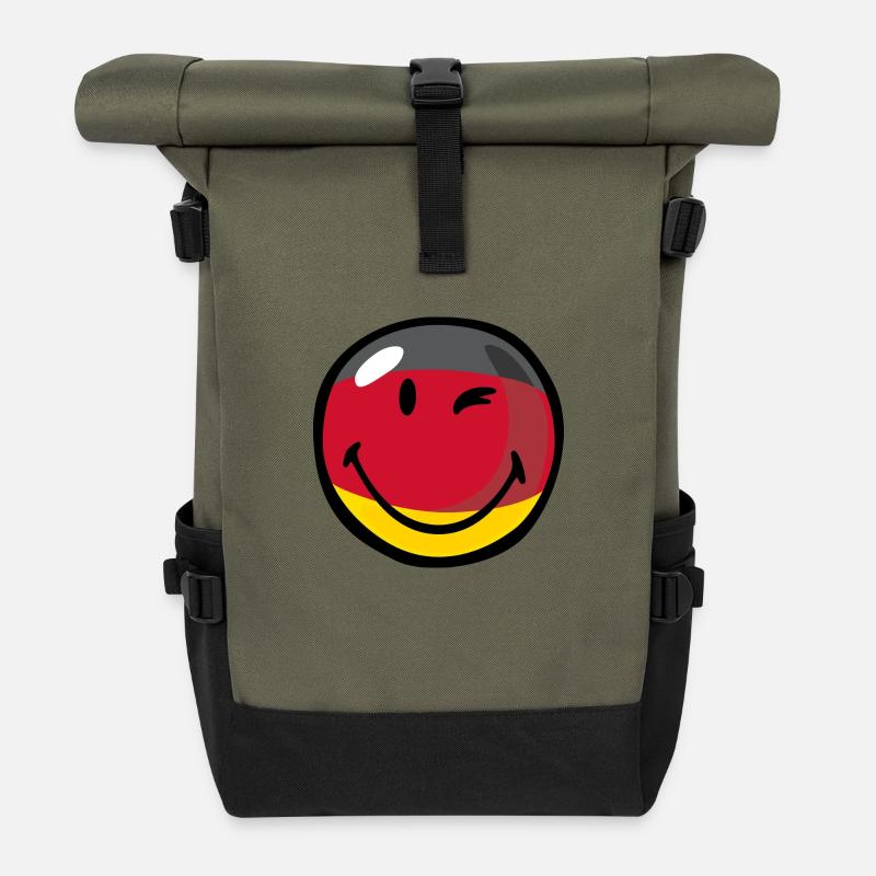Smiley Germany - Rolltop Rucksack - Olive/Schwarz