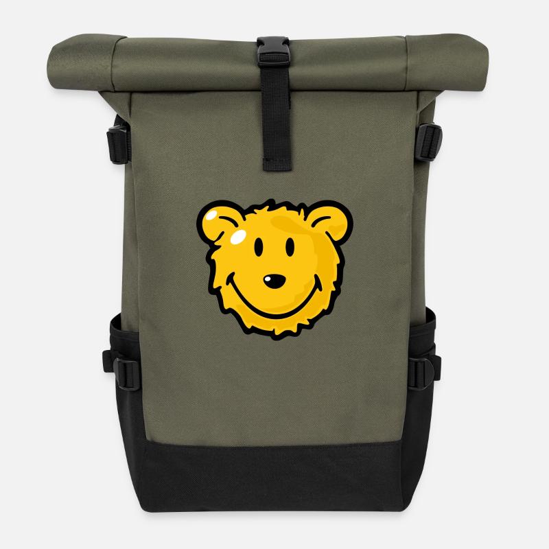 Smiley Bear - Sac à dos roll top - olive/noir