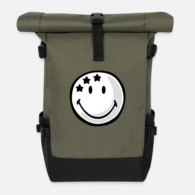 Smiley Table Tennis Ball - Rolltop Rucksack - Olive/Schwarz