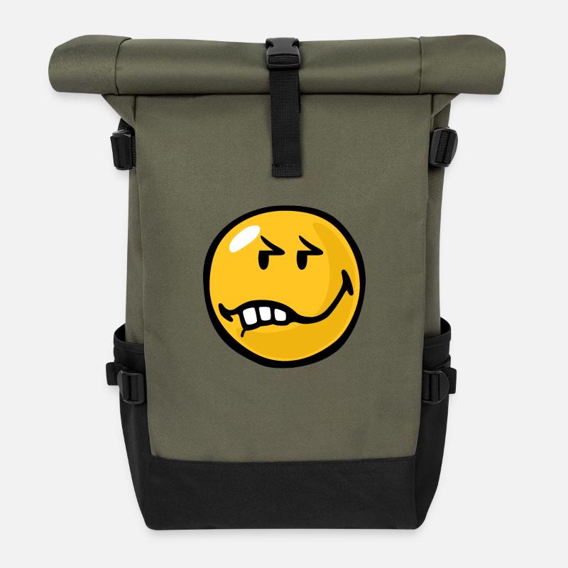 Smiley Anger Exasperation - Sac à dos roll top - olive/noir