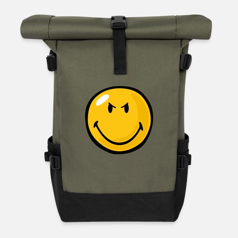 Smiley Anger Devious - Rolltop Rucksack - Olive/Schwarz