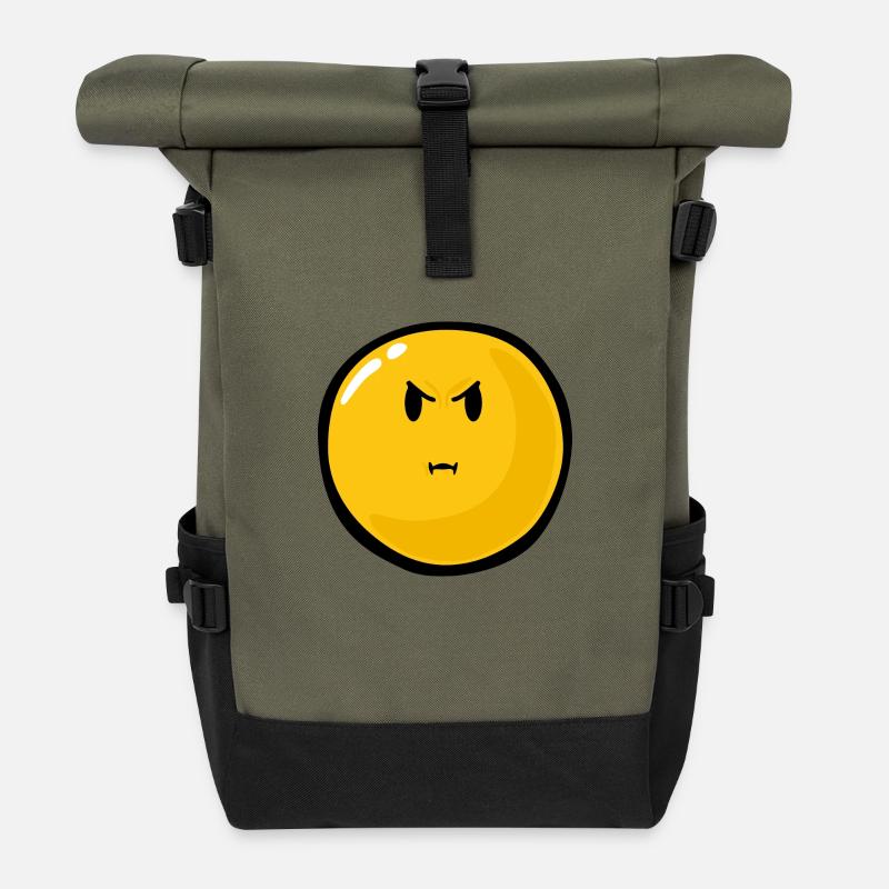 Smiley Anger Bitter - Rolltop Rucksack - Olive/Schwarz