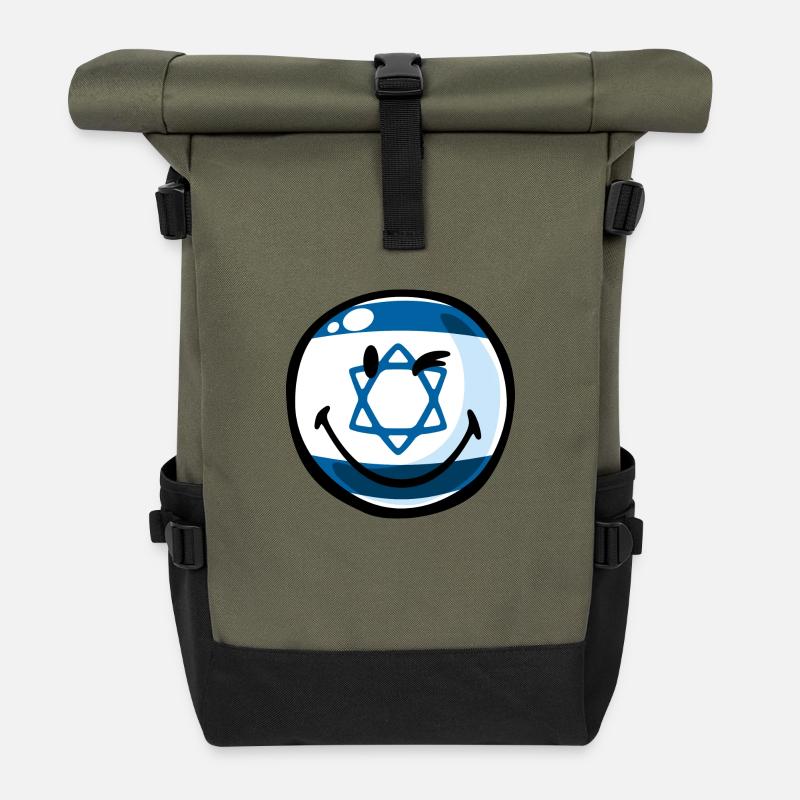 Smiley Israel - Roll Top Backpack - olive/black