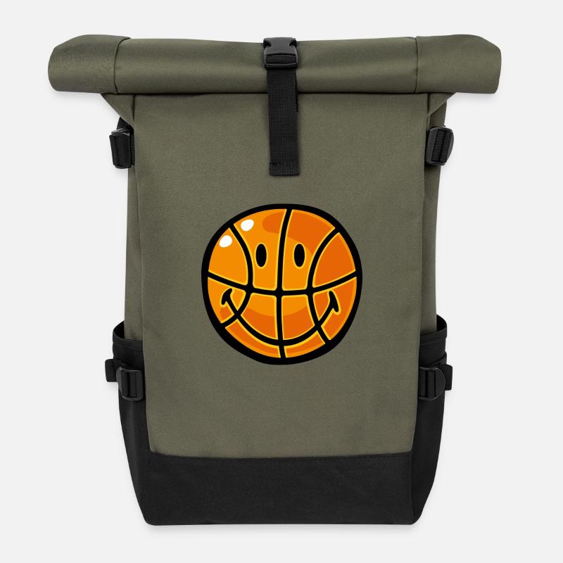 Smiley Basketball - Rolltop Rucksack - Olive/Schwarz