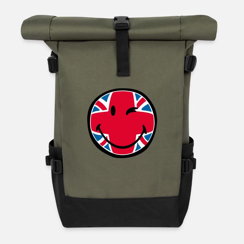 Smiley Great Britain - Rolltop Rucksack - Olive/Schwarz