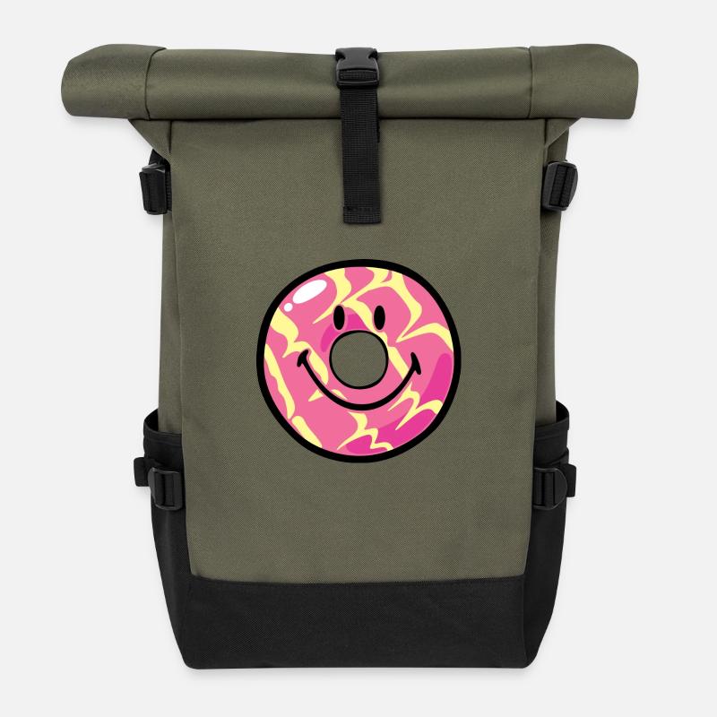 Smiley Donut Vanilla Ripple - Rolltop Rucksack - Olive/Schwarz