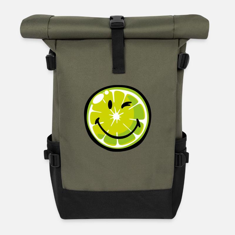 Smiley Lime - Rolltop Rucksack - Olive/Schwarz