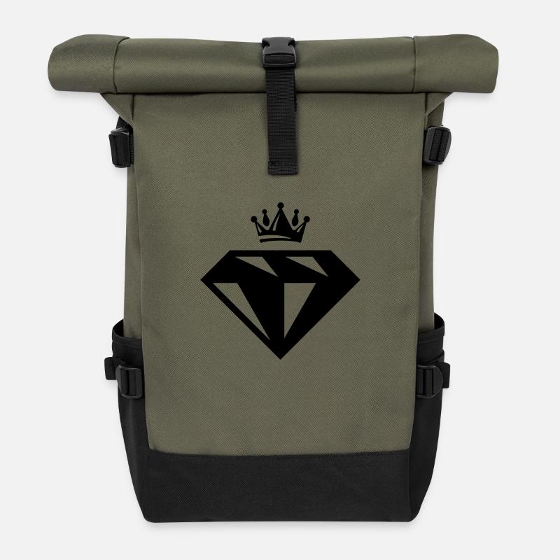 diamond crown - Rolltop Rucksack - Olive/Schwarz