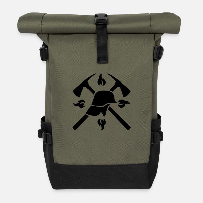 feuerwehr helm axt - Rolltop Rucksack - Olive/Schwarz