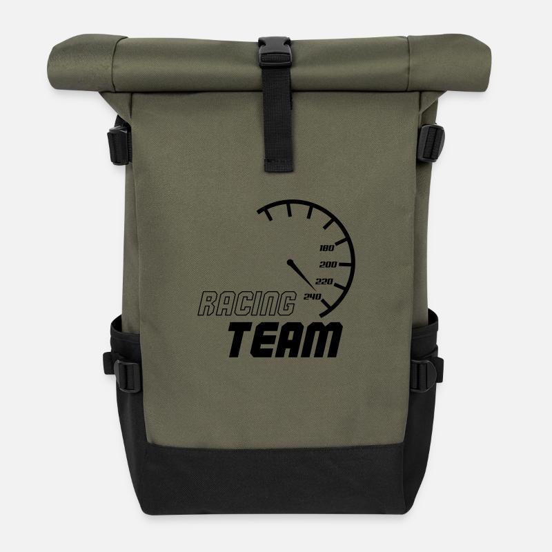 racing_team_001 - Sac à dos roll top - olive/noir