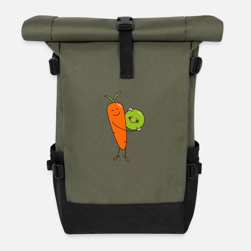 Carrot and pea - Roll Top Backpack - olive/black