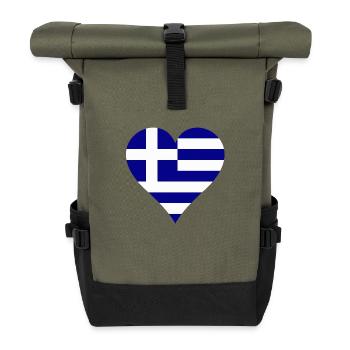 Greek flag as a heart - Roll Top Backpack - olive/black - Front