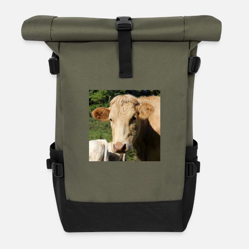 Affiche vache - Sac à dos roll top - olive/noir
