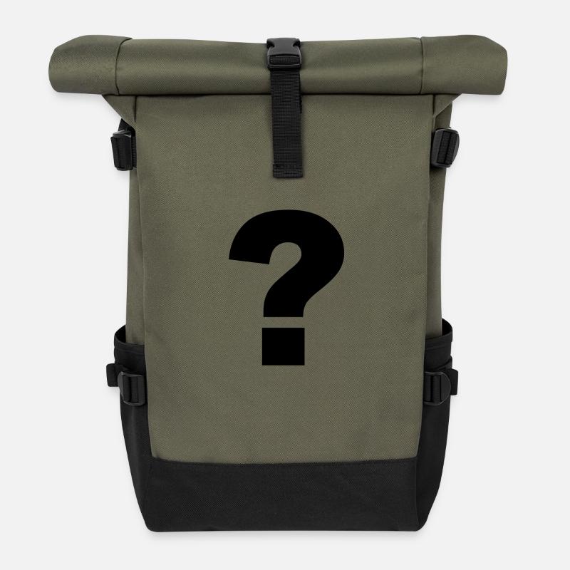 Point d’interrogation noir - Sac à dos roll top - olive/noir